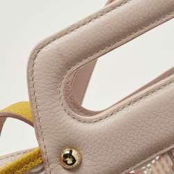 Pre Owned Faure Le Page Basket 57 Pale Pink Vinyl and Leather Tote