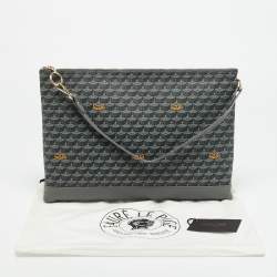 Pre Owned Faure Le Page Gris Acier Scale Coated Canvas Pochette Zip 33