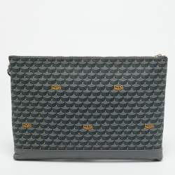 Pre Owned Faure Le Page Gris Acier Scale Coated Canvas Pochette Zip 33