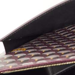 Pre Owned Faure Le Page Burgundy Coated Canvas and Croc Embossed Leather Top Handle Bag