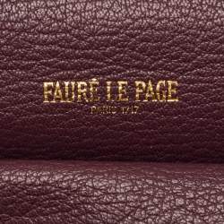 Pre Owned Faure Le Page Burgundy Coated Canvas and Croc Embossed Leather Top Handle Bag