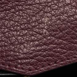 Pre Owned Faure Le Page Burgundy Coated Canvas and Croc Embossed Leather Top Handle Bag