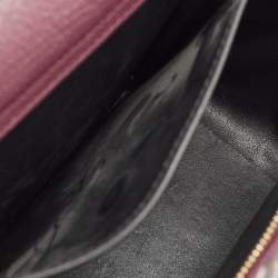 Pre Owned Faure Le Page Burgundy Coated Canvas and Croc Embossed Leather Top Handle Bag