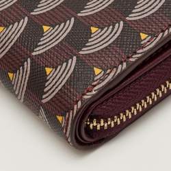 مملوكة مسبقًا محفظة فور لو باج بورغوندي كانفاس مطبوع إيكاي مقوى وجلد مضغوط