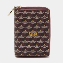 Pre Owned Faure Le Page Burgundy Ecailles Printed Coated Canvas and Leather Compact Wallet