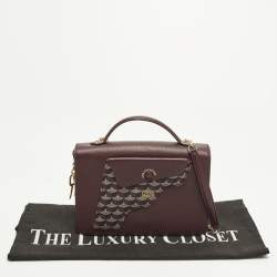 Pre Owned Faure Le Page Calibre 21 Burgundy Coated Canvas and Leather Top Handle Bag
