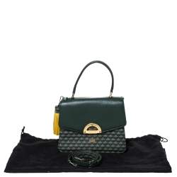 Faure Le Page Green Coated Canvas and Leather Parade Top Handle Bag
