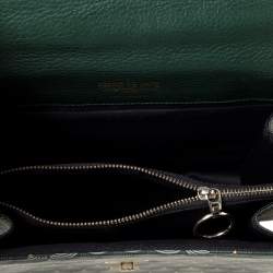 Faure Le Page Green Coated Canvas and Leather Parade Top Handle Bag
