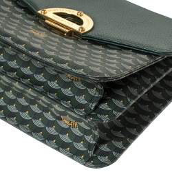 Faure Le Page Green Coated Canvas and Leather Parade Top Handle Bag