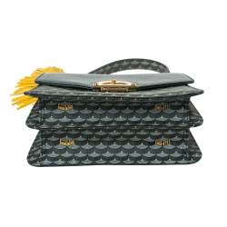 Faure Le Page Green Coated Canvas and Leather Parade Top Handle Bag