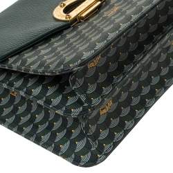 Faure Le Page Green Coated Canvas and Leather Parade Top Handle Bag
