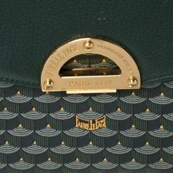 Faure Le Page Green Coated Canvas and Leather Parade Top Handle Bag