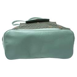 Faure Le Page Green Monogram Coated Canvas and Leather Carry On Tote