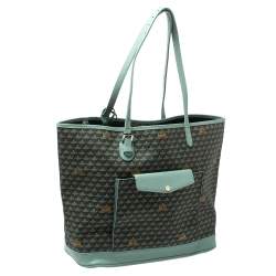 Faure Le Page Green Monogram Coated Canvas and Leather Carry On Tote