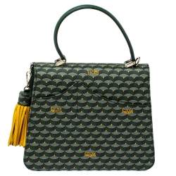 Faure Le Page Green Coated Canvas Parade Top Handle Bag