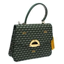 Faure Le Page Green Coated Canvas Parade Top Handle Bag