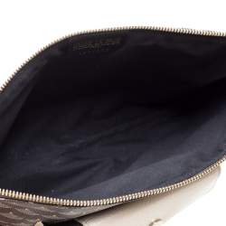 Pre Owned Faure Le Page Beige/Brown Coated Canvas and Leather Wristlet Clutch