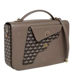 Faure Le Page Olive Green Leather and Coated Canvas Calibre 27 Top Handle Bag