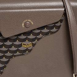 Faure Le Page Olive Green Leather and Coated Canvas Calibre 27 Top Handle Bag