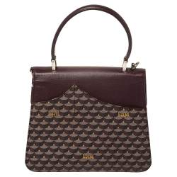 Pre Owned Fauré Le Page Burgundy Coated Canvas and Leather Parade Top Handle Bag
