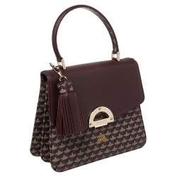 Pre Owned Fauré Le Page Burgundy Coated Canvas and Leather Parade Top Handle Bag