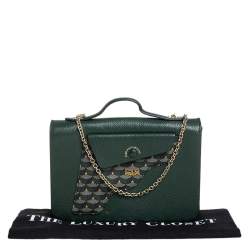 Pre Owned Fauré Le Page Green Leather Calibre 21 Top Handle Bag