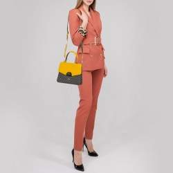 Faure Le Page Yellow/Grey Coated Canvas and Leather Parade Top Handle Bag