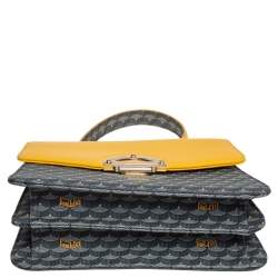 Faure Le Page Yellow/Grey Coated Canvas and Leather Parade Top Handle Bag