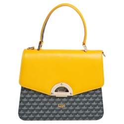 Faure Le Page Yellow/Grey Coated Canvas and Leather Parade Top Handle Bag Faure  Le Page