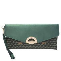 Pre Owned Faure Le Page Green Coated Canvas and Leather Parade Clutch 