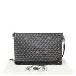 مملوكة مسبقًا Fauré Le Page Black/Grey Coated Canvas And Leather Wristlet Clutch