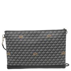 مملوكة مسبقًا Fauré Le Page Black/Grey Coated Canvas And Leather Wristlet Clutch