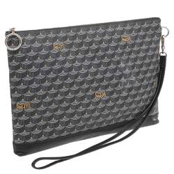 مملوكة مسبقًا Fauré Le Page Black/Grey Coated Canvas And Leather Wristlet Clutch