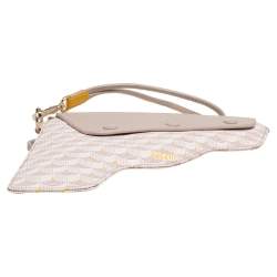 Pre Owned Faure Le Page Beige Coated Canvas Callibre Wristlet Pouch