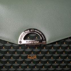 Faure Le Page Green Coated Canvas and Leather Parade Top Handle Bag