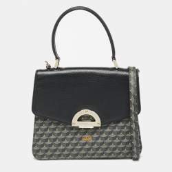 Faure Le Page Black Coated Canvas and Leather Parade Top Handle Bag