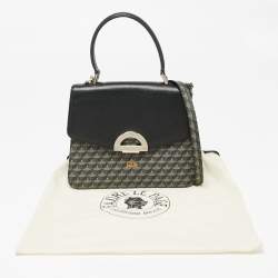 Faure Le Page Black Coated Canvas and Leather Parade Top Handle Bag