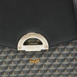 Faure Le Page Black Coated Canvas and Leather Parade Top Handle Bag