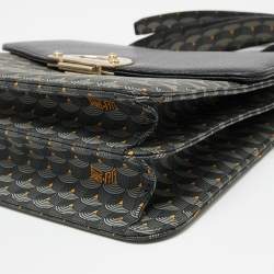 Faure Le Page Black Coated Canvas and Leather Parade Top Handle Bag