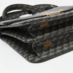Faure Le Page Black Coated Canvas and Leather Parade Top Handle Bag