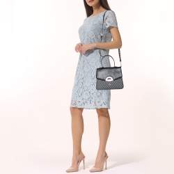Faure Le Page Black Coated Canvas and Leather Parade Top Handle Bag