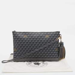 Pre Owned Faure Le Page Grey Coated Canvas and Leather Wristlet Clutch