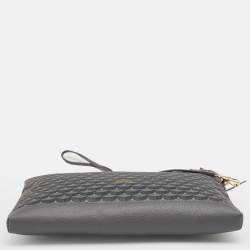 Pre Owned Faure Le Page Grey Coated Canvas and Leather Wristlet Clutch