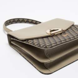 Faure Le Page Khaki Beige Coated Canvas and Leather Parade Top Handle Bag