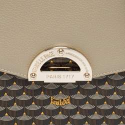 Faure Le Page Khaki Beige Coated Canvas and Leather Parade Top Handle Bag