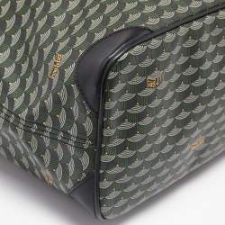 Pre Owned Faure Le Page Green/Black Coated Canvas and Leather Daily Battle Tote