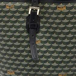 Pre Owned Faure Le Page Green/Black Coated Canvas and Leather Daily Battle Tote