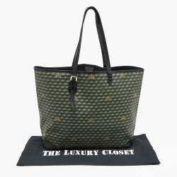 Pre Owned Faure Le Page Green/Black Coated Canvas and Leather Daily Battle Tote