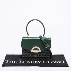 مملوكة مسبقًا Faure Le Page Green Coated Canvas and Leather Parade Top Handle Bag 