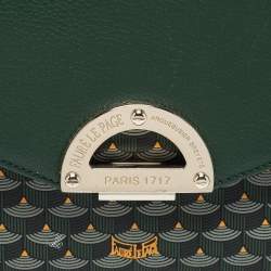 مملوكة مسبقًا Faure Le Page Green Coated Canvas and Leather Parade Top Handle Bag 